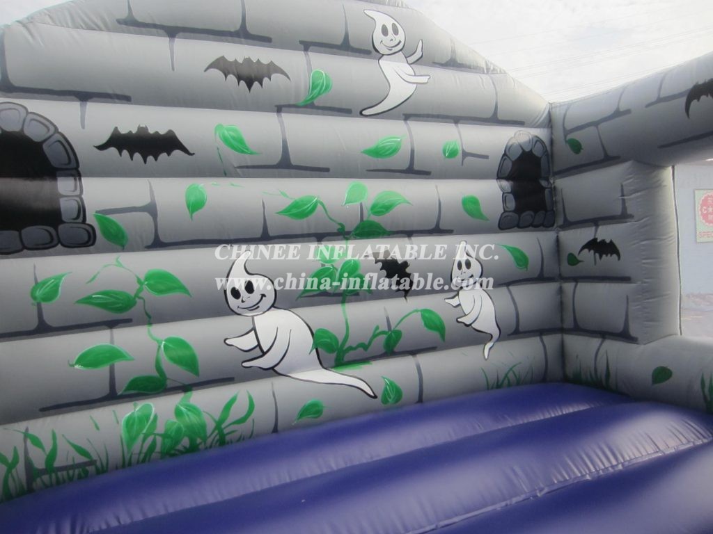 T2-635 Halloween Inflatable Bouncers House With Slide For Kids