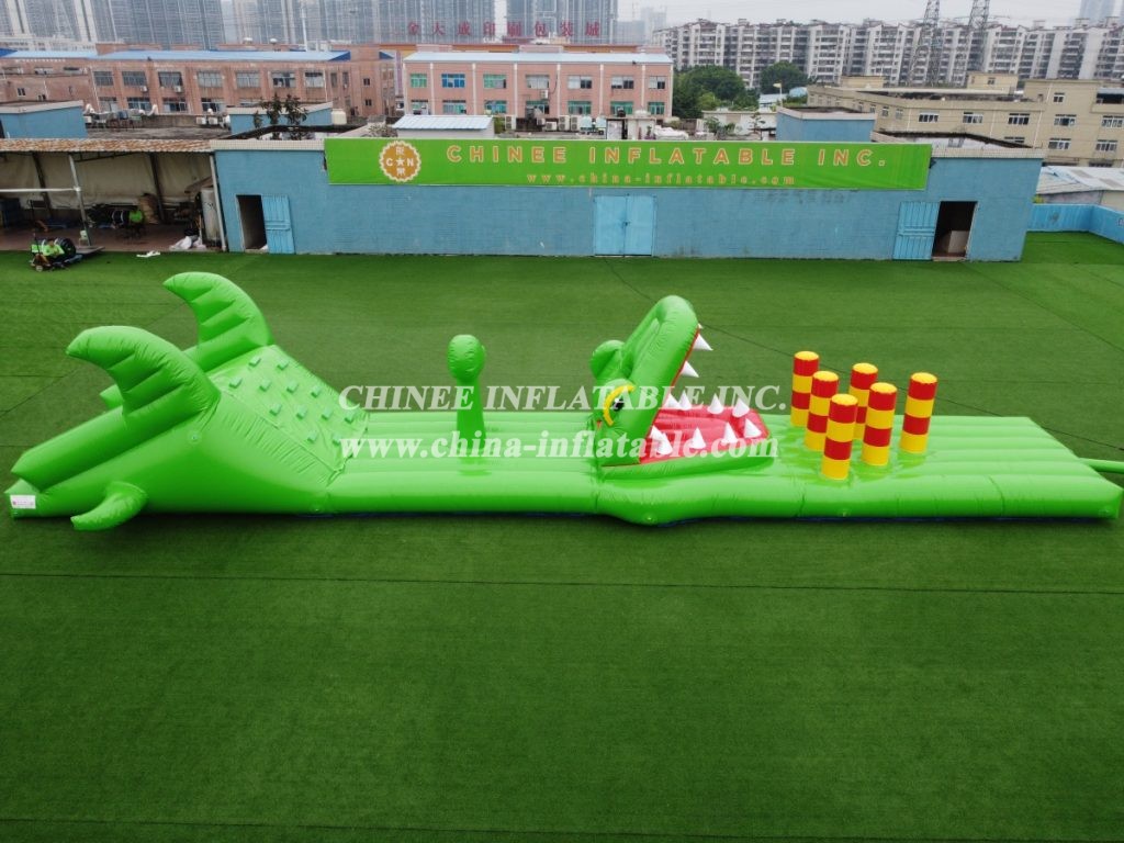 T10-109 Crocodile Theme Inflatable Obstacle Course Inflatable Water Sport Game For Kids Party Events