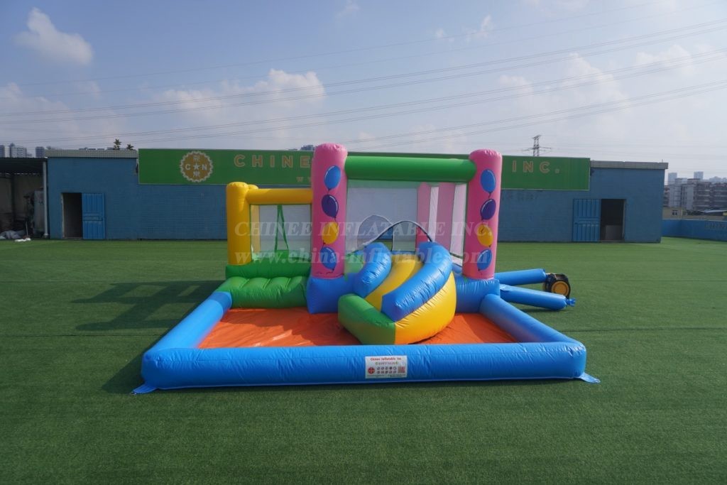 T2-2636 3-In-1 Inflatable Combos Party Bouncer With Slide &Amp; Pool