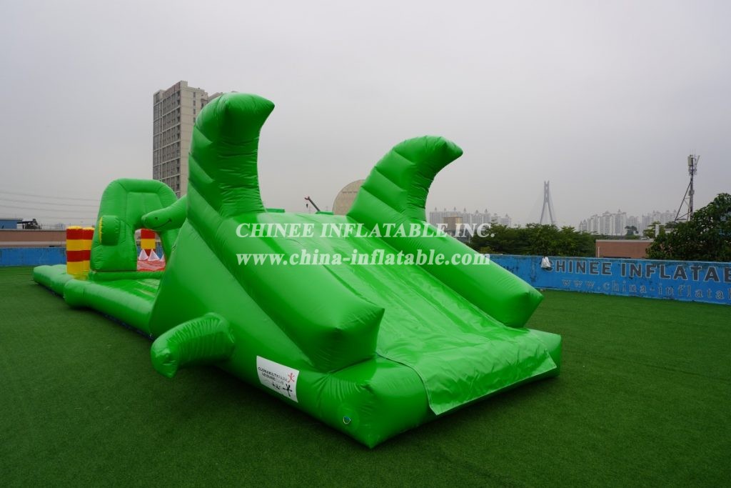 T10-109 Crocodile Theme Inflatable Obstacle Course Inflatable Water Sport Game For Kids Party Events