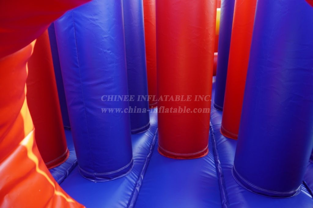 T7-519 Inflatable Obstacle Course with Climbing Wall & Slide