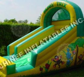 T8-587 Yellow And Green Inflatable Dry Slide For Kids