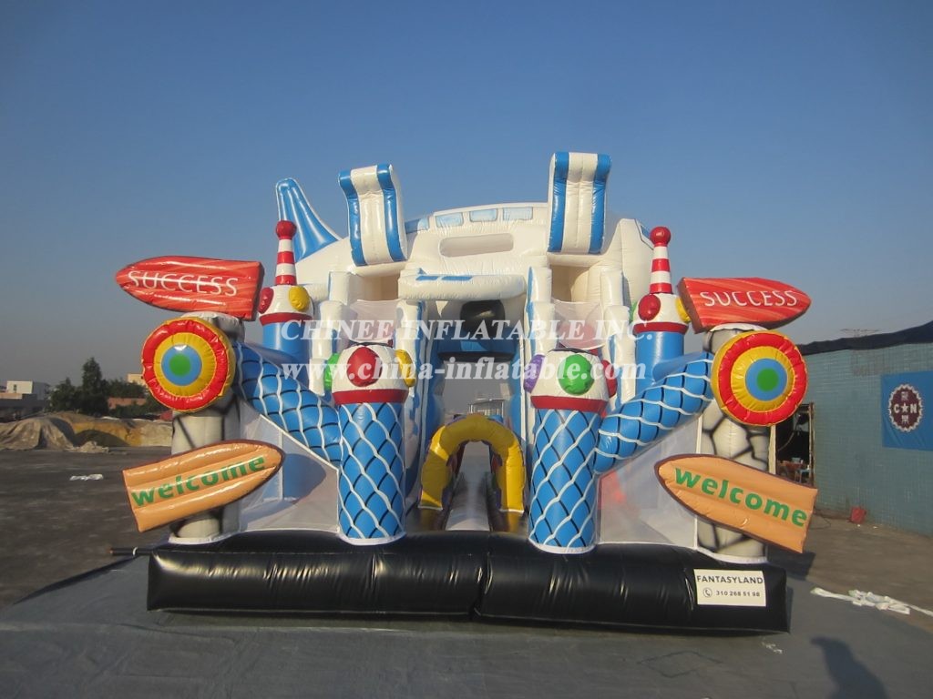 T8-1464 Airplane Space Themed Inflatable Slide