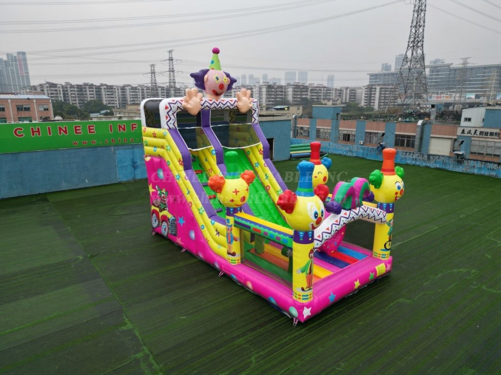 T8-1495 Happy Clown Inflatable Dry Obstacle Inflatable Slide