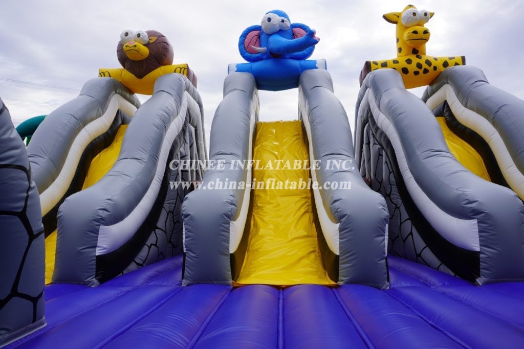 T6-472 Giant Jungle City Inflatable Safari Slide