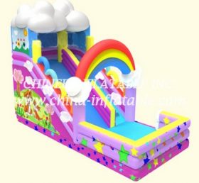 T8-1494 Rainbow Jumping Castle With Slide Inflatable Slide