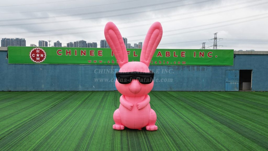 Cartoon2-054 Cool Pink Bunny Inflatable with Sunglasses