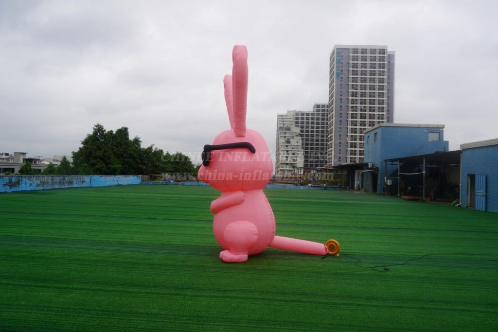 Cartoon2-054 Cool Pink Bunny Inflatable with Sunglasses