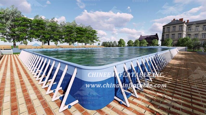 MP1-001 Outdoor Mobile Durable Metal Frame Pvc Swimming Pool For Inflatable Ground Water Park