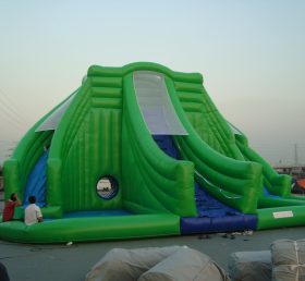 T8-1000 Inflatable Giant Green Obstacle Water Slide For Adult