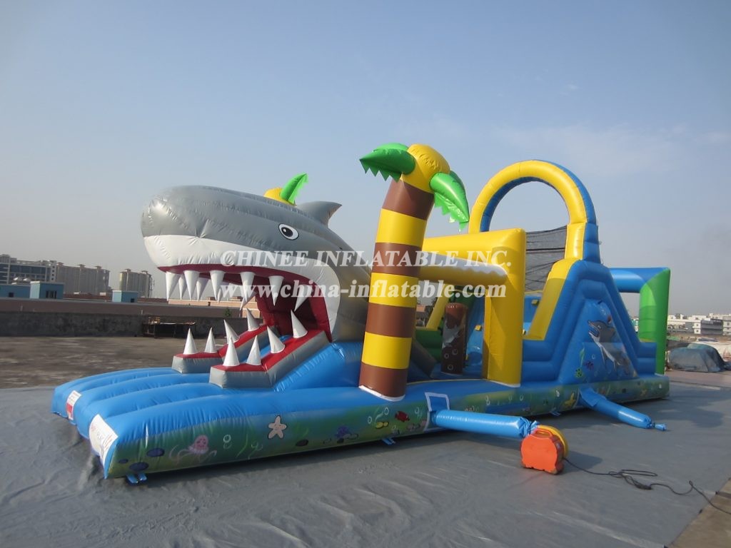 T7-571 Shark Obstacle Course Inflatable Sport Games