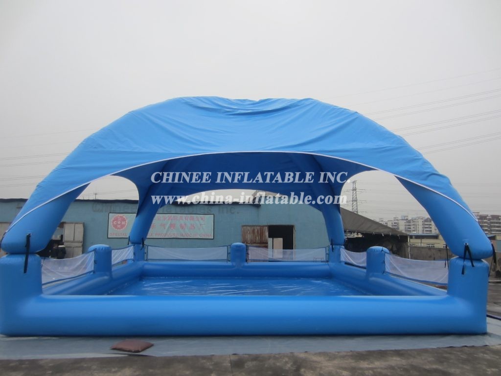 Pool2-558 Large Blue Inflatable Pool With Tent