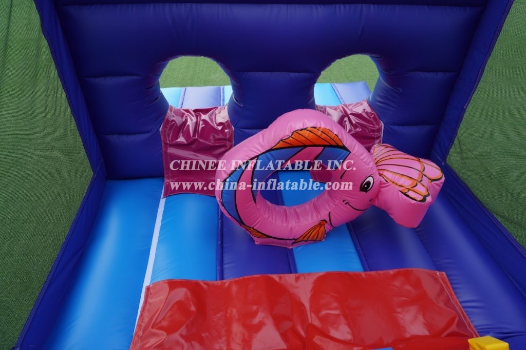 T7-1248 Undersea Clownfish Inflatable Kids Marine Themed Obstacle Course With Slide