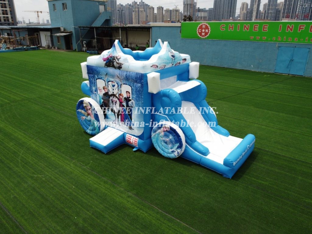 T5-002B Disney Frozen Carriage Combo Elsa Castle Jumping House With Slide