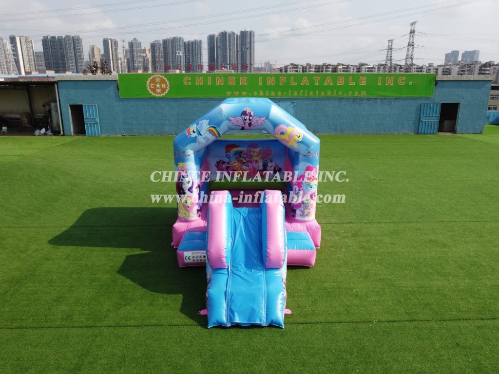 T2-2723B My Little Pony Kids Bouncy Castle With Slide Commercial Inflatable Combos