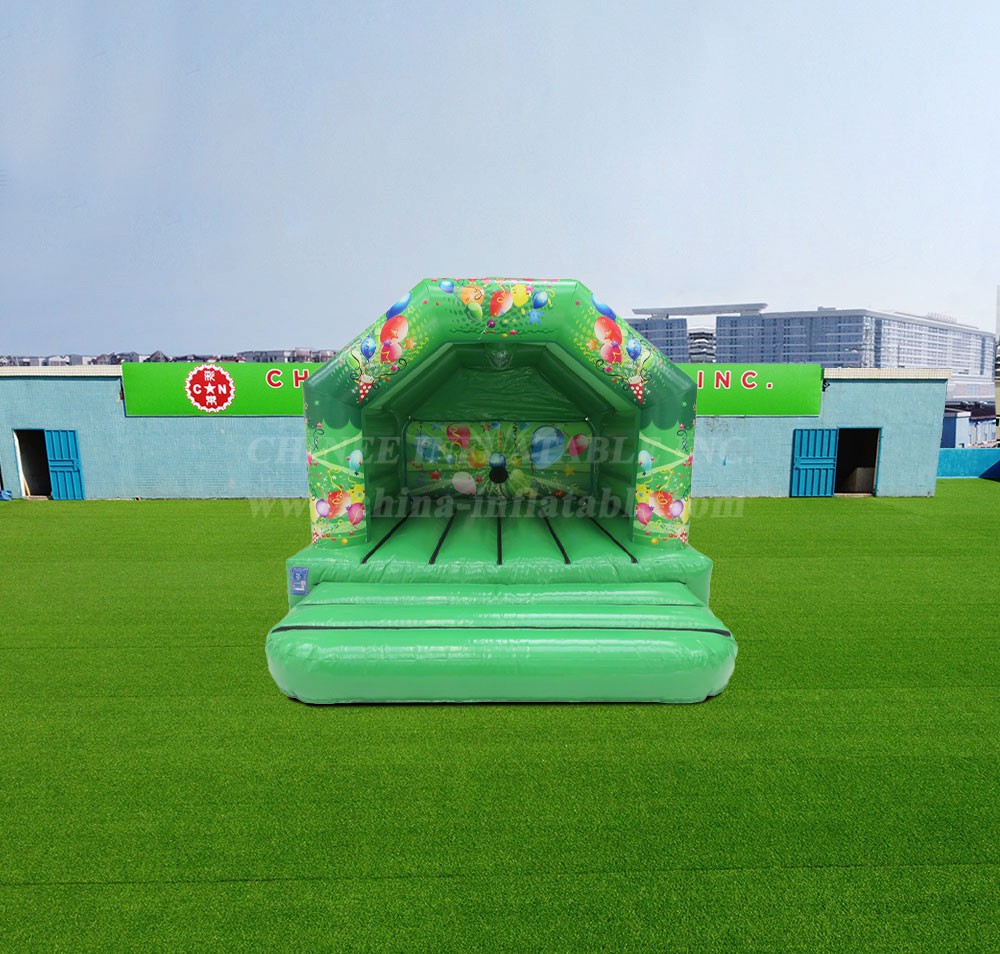 T2-4176 12X12Ft Green Party Bounce House & Disco Ready