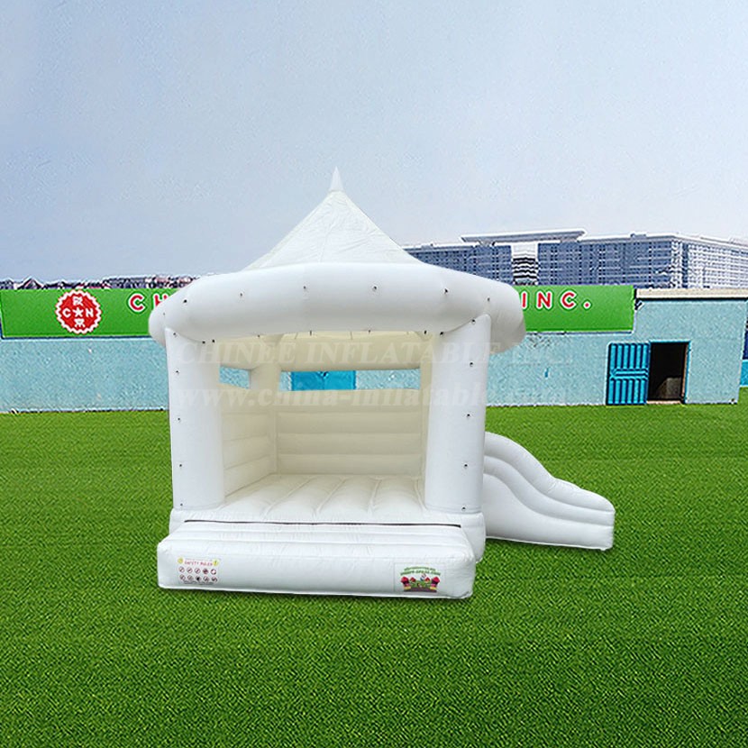 T2-4891 White Wedding Bouncer With Slide