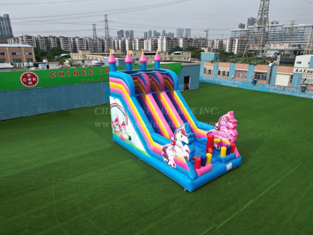 T8-4271 Unicorn Castle Inflatable Slide