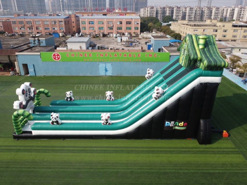 T8-4021B Inflatable Panda-Themed Bamboo Slide