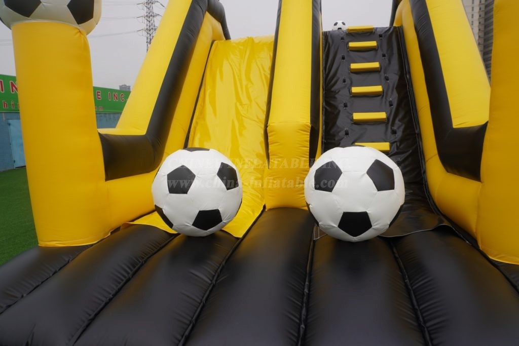 T7-564C Exciting Soccer-Themed Yellow Wavy Double Inflatable Slide