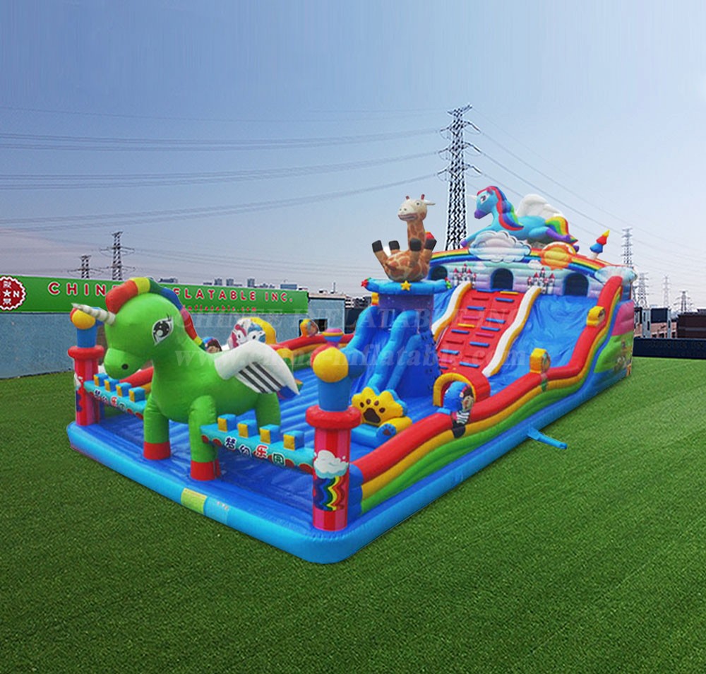 T6-1161 Unicorn inflatable slide combination amusement