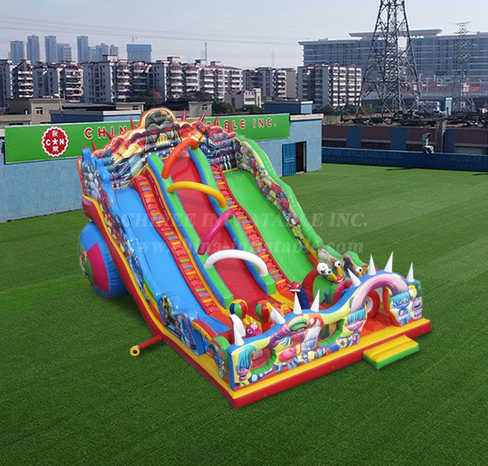 T8-4553 Super trolls Inflatable Dry Slide