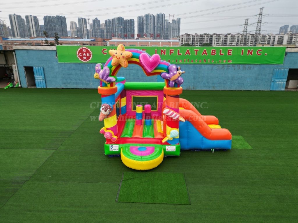 T2-4565B Rainbow Candy Bouncy Castle With Slide