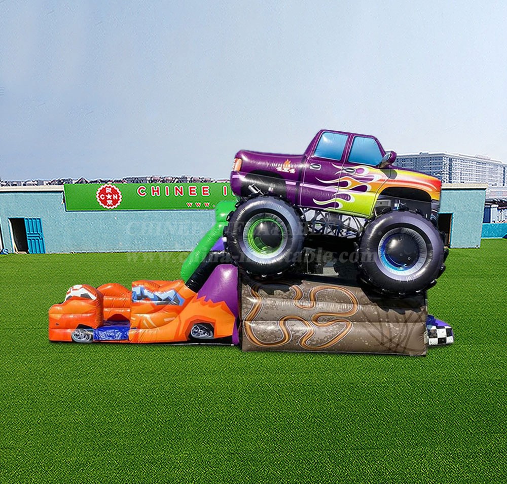 T2-7055 Monster Truck Bounce House and Slide Combo