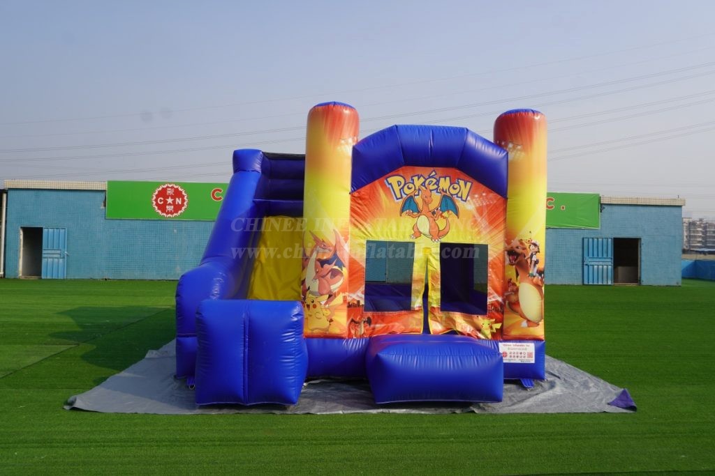 T2-3226A Pokémon theme bouncy castle with slide