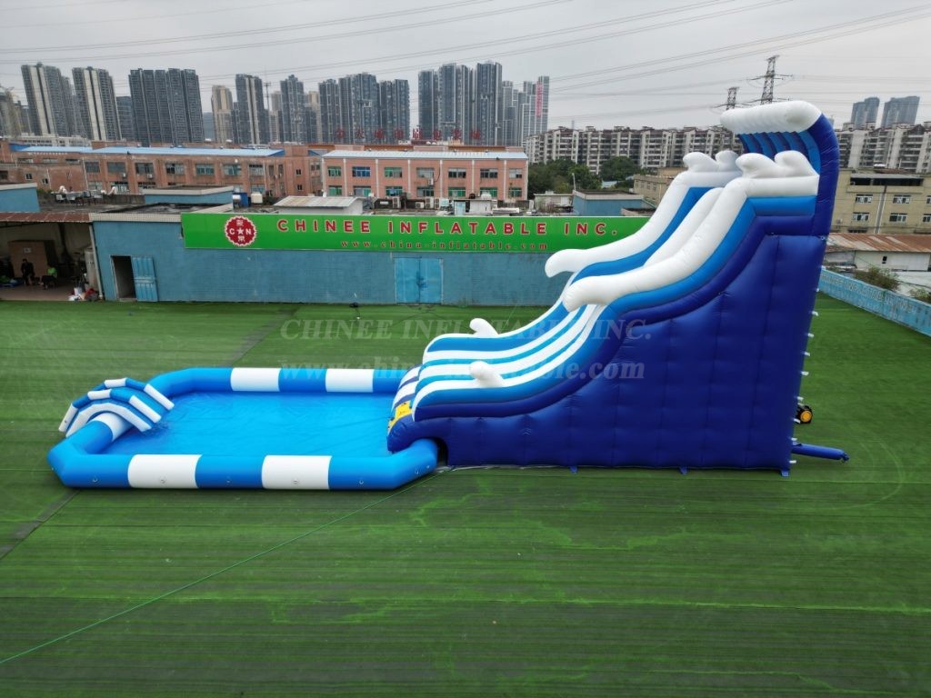 Pool2-715B Large inflatable water slide with swimming pool