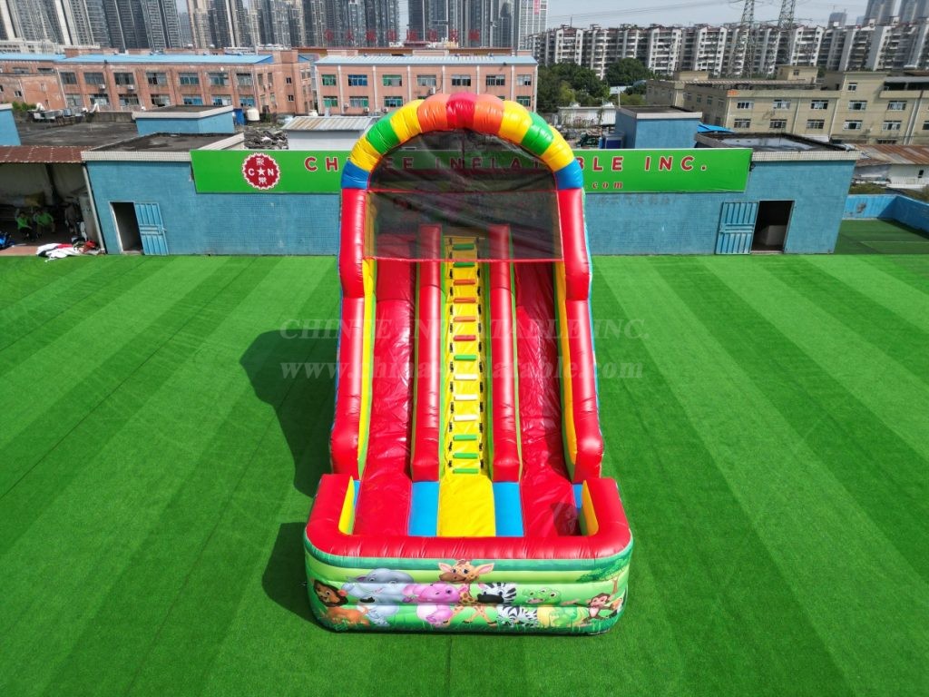 T8-6000B Rainbow Jungle Theme Inflatable Slide