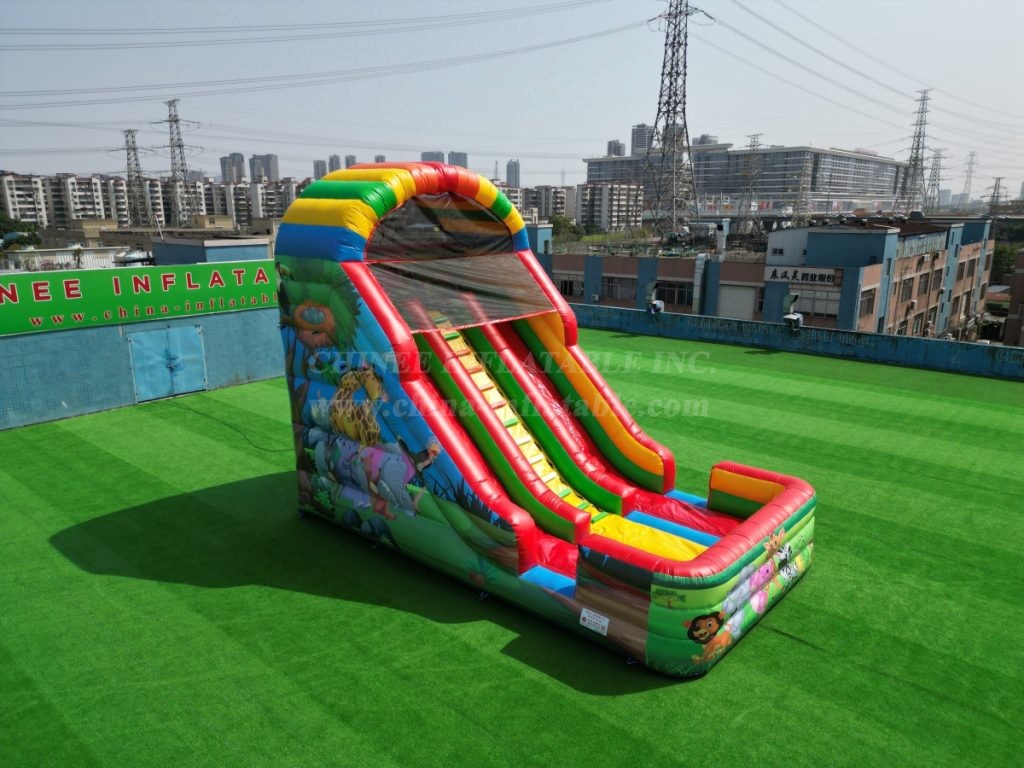 T8-6000B Rainbow Jungle Theme Inflatable Slide