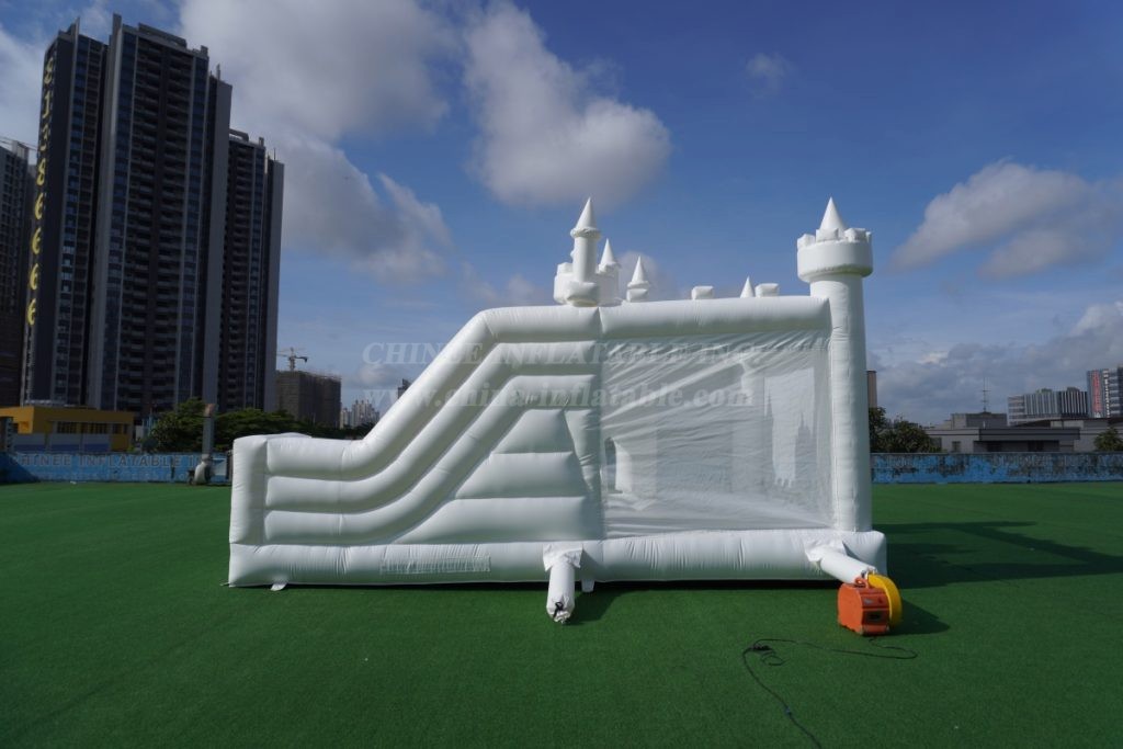 T2-8113 Pure White Inflatable Wedding Castle & Slide