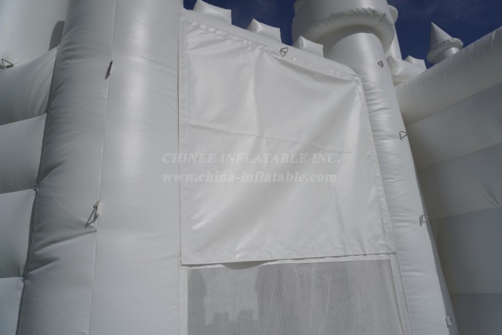 T2-8113 Pure White Inflatable Wedding Castle & Slide