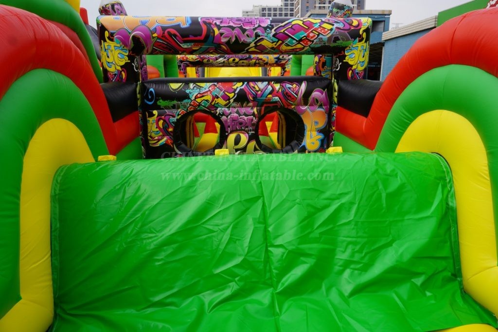 T7-1814B Graffiti Themed Inflatable Obstacle Course