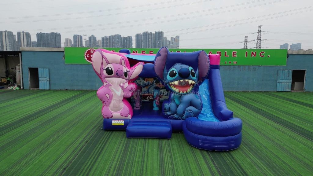 T2-8203B Stitch Theme Bounce Castle with Slide & Pool