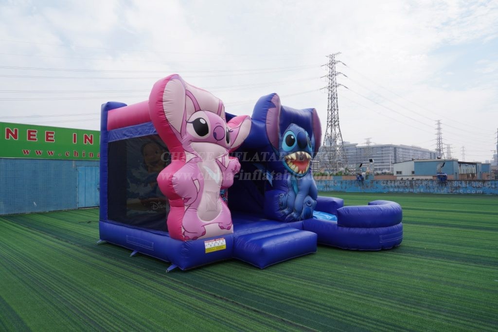 T2-8203B Stitch Theme Bounce Castle with Slide & Pool