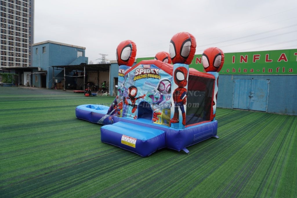 T2-4268H Spider-Man Inflatable Bounce House with Slide & Pool