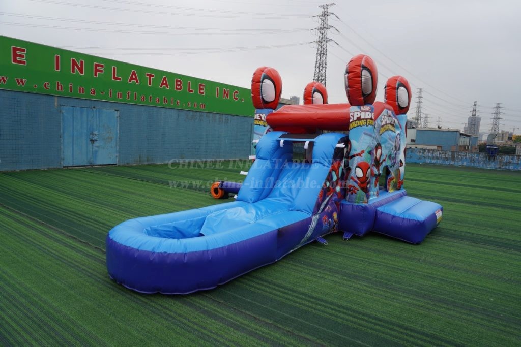 T2-4268H Spider-Man Inflatable Bounce House with Slide & Pool