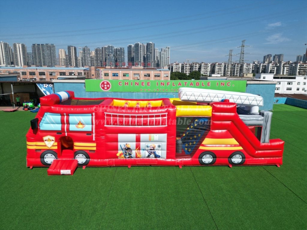 T7-3619 Firetruck Inflatable Obstacle Courses