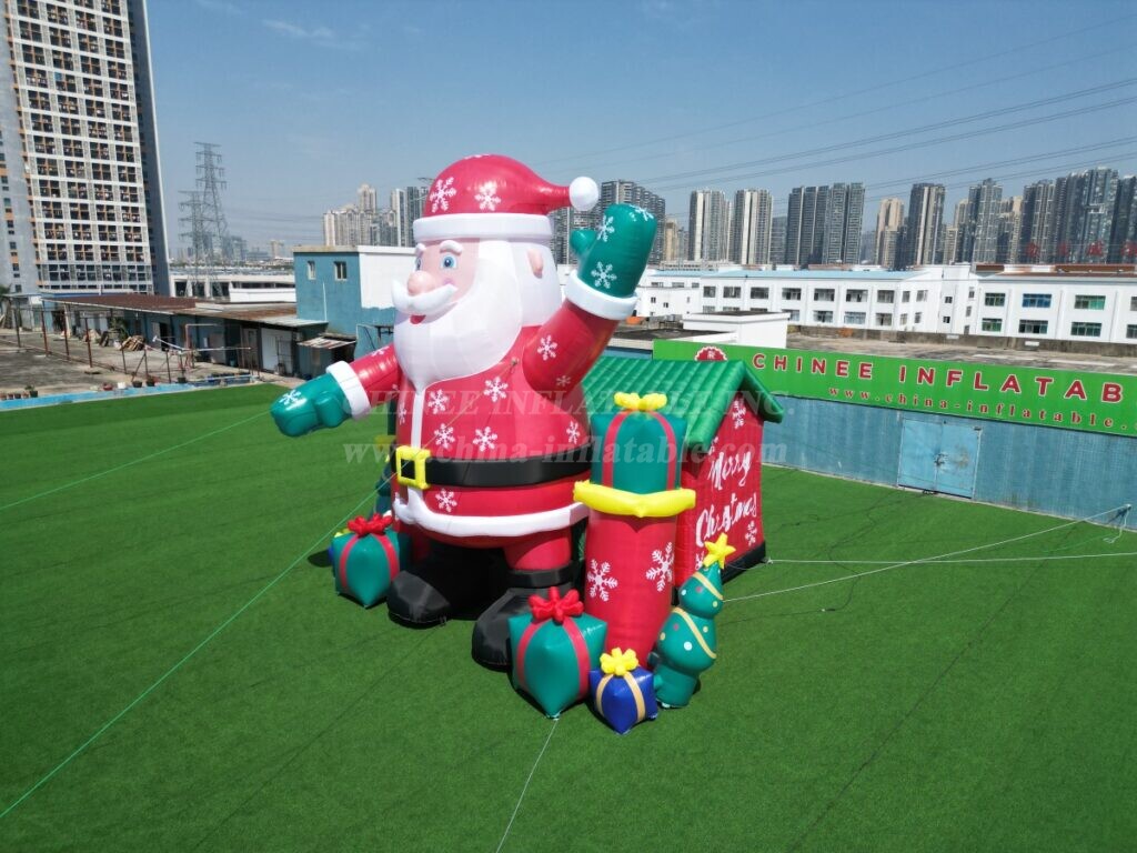 C1-401 Giant Inflatable Santa Claus with House and Gifts