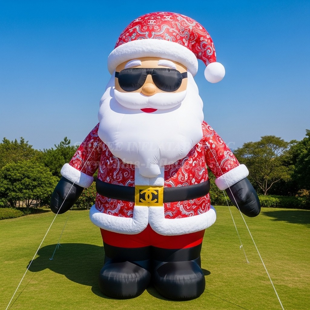 C1-424 Inflatable Santa Claus wearing trendy brand and sunglasses