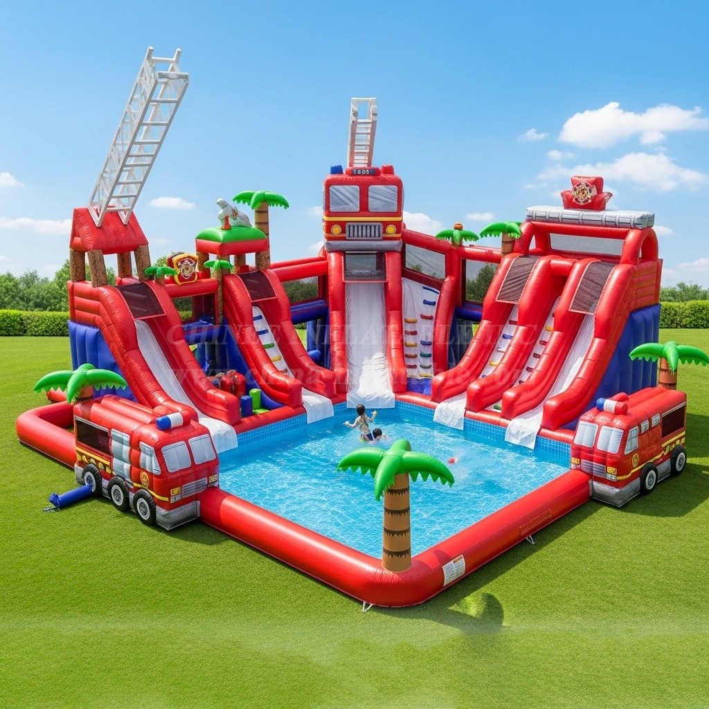 Pool3-279 Firetruck Theme Pool Water Park