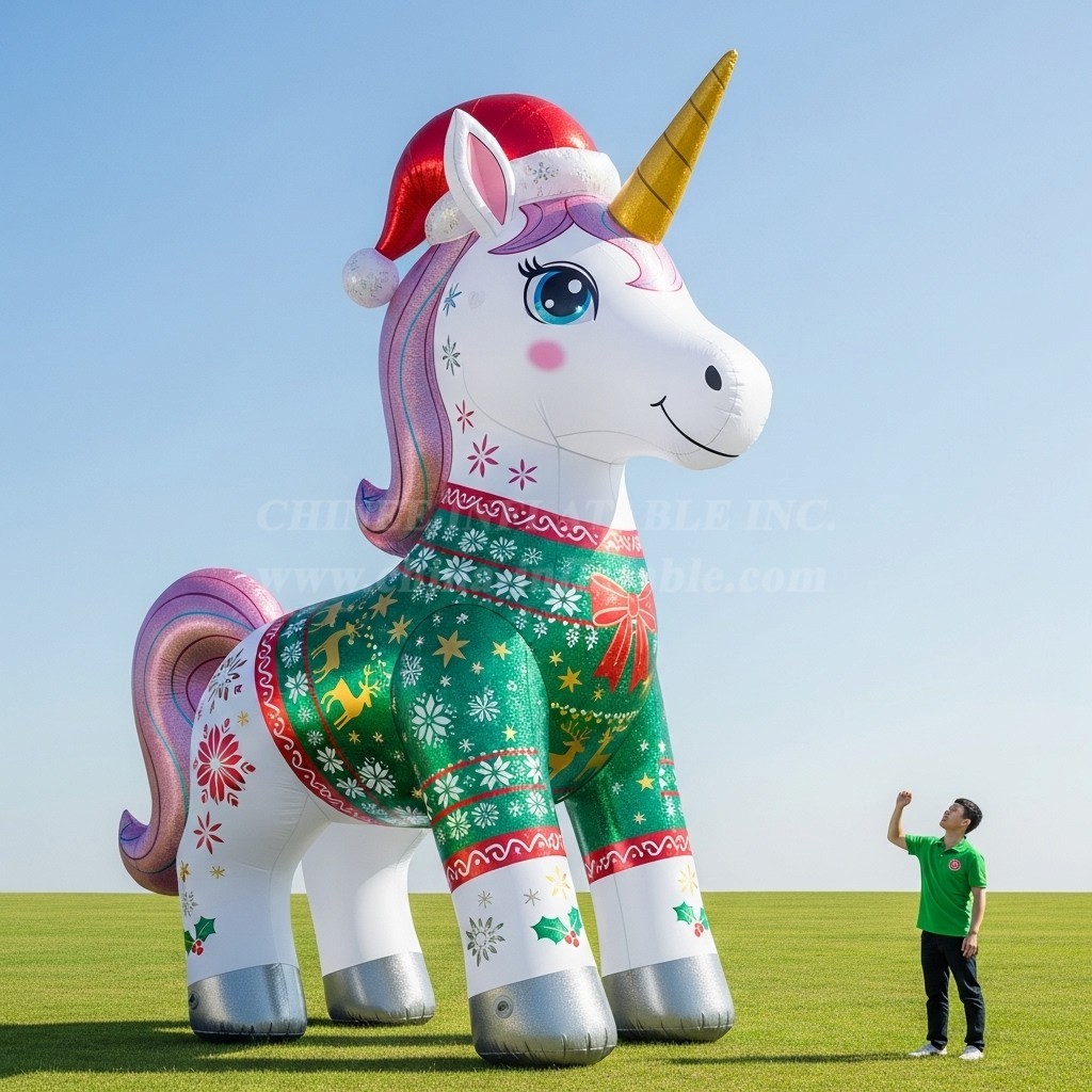 Cartoon3-645 Christmas Unicorn Inflatable Cartoons
