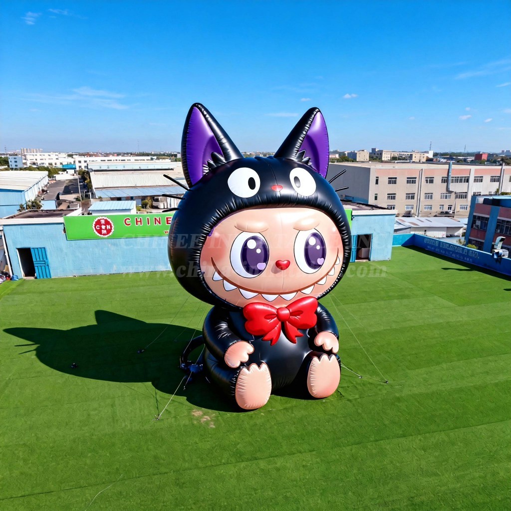 Cartoon3-715 Pop Mart Labubu Black Cat Character Inflatable Cartoons