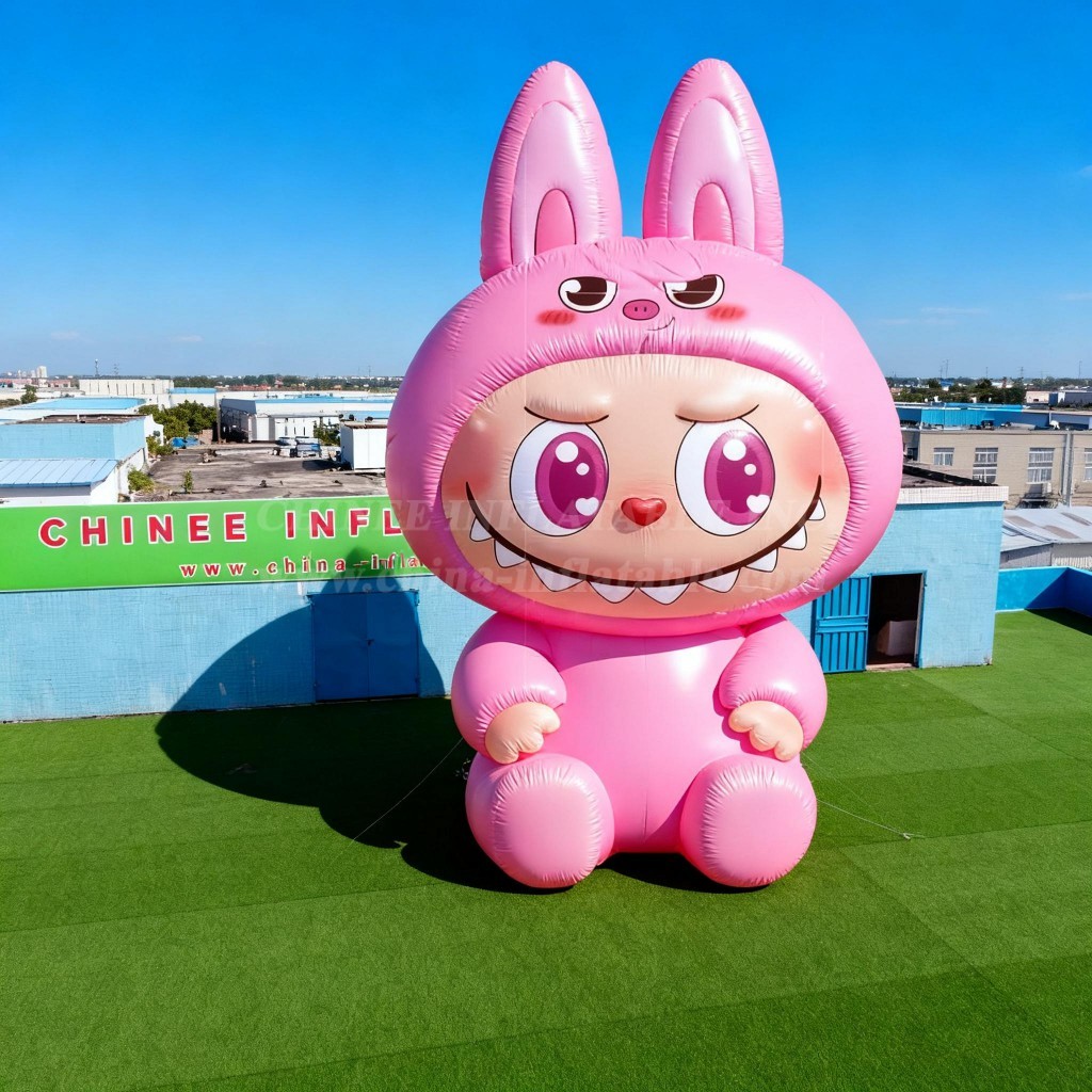 Cartoon3-728 Pop Mart Labubu Pink Pig Inflatable Cartoon