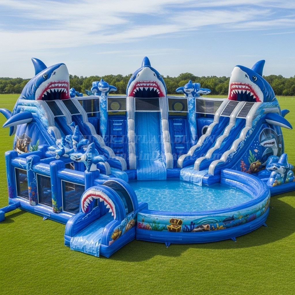 Pool3-527 Shark Theme Pool Water Park