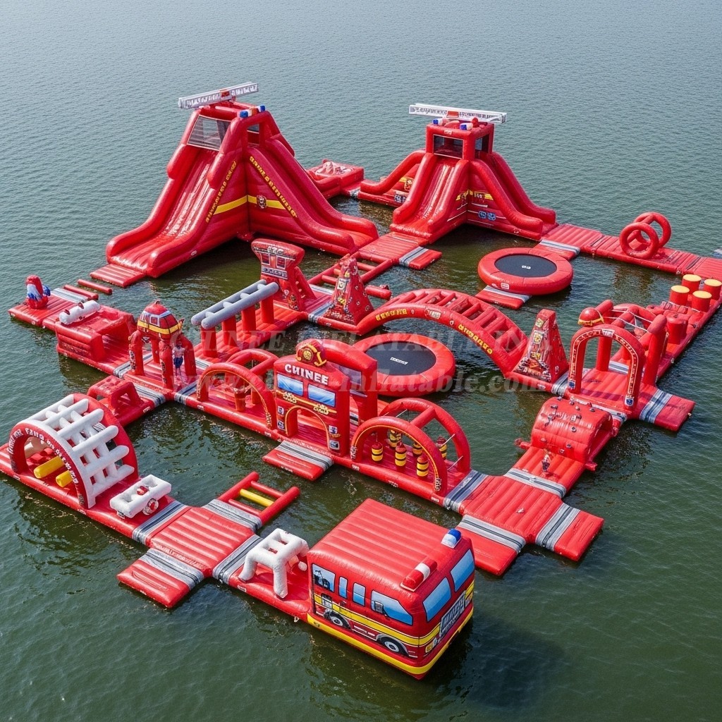 S459 Firetruck Theme Inflatable Water Park
