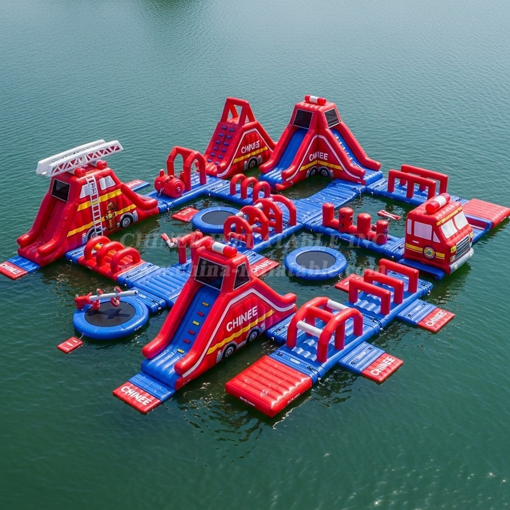 S463 Firetruck Theme Inflatable Water Park