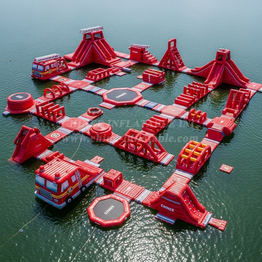 S465 Firetruck Theme Inflatable Water Park
